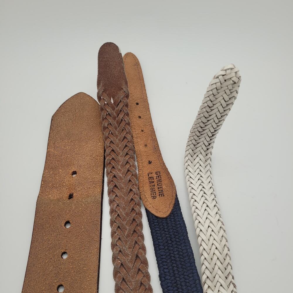 Mixed Belt Lot Braided Leather Canvas Western Boho Vintage Distressed Accessorie - Picture 3 of 13